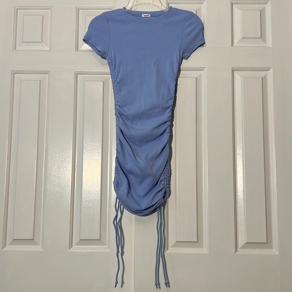 Ribbed side scrunch mini dress